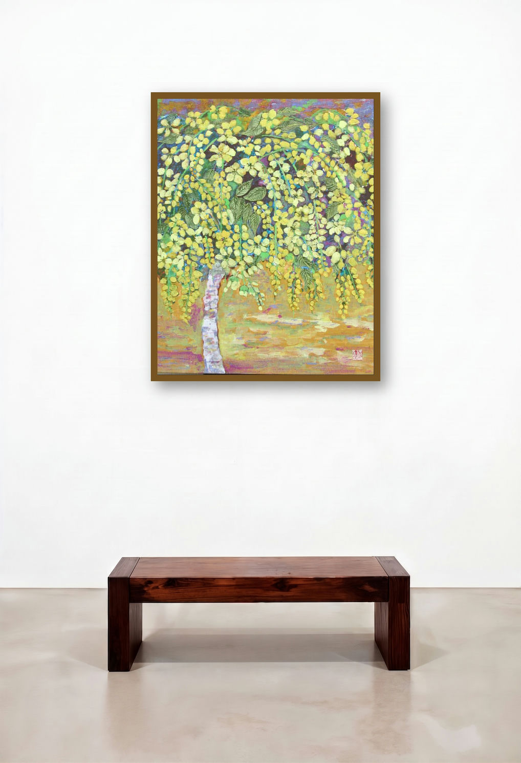 Golden Showers (Golden Shower Tree) by artist Madhu Jain displayed in a Industrial Study
