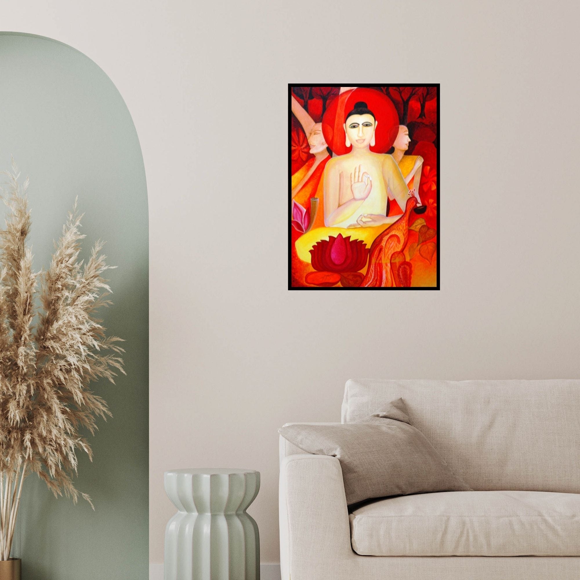 In-situ view of Shuchi Khanna's 'Golden' painting in a room