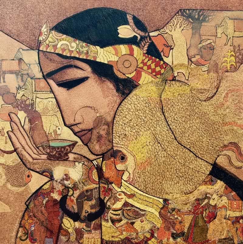 Figurative acrylic painting titled 'Goldfish', 30x30 inches, by artist Siddharth Shingade on Canvas