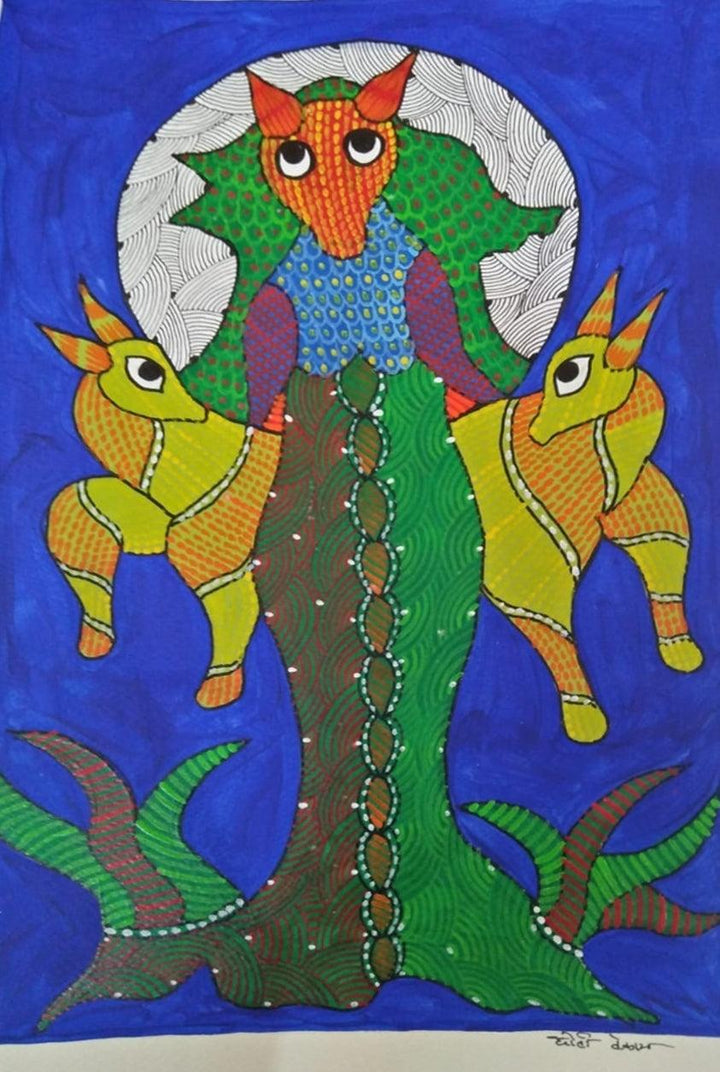 Gond 1 Traditional Art by Choti Gond Artist | ArtZolo.com