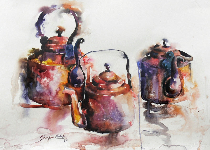 Good Morning 3' still-life watercolor painting by artist Shankar Lohar, 22x30 inch, on paper
