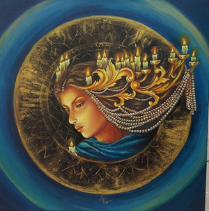 Gorgeous Lady (The Guiding Light) by Sonia Kumar, Original Acrylic Figurative Painting on Canvas, Medium Square Wall Art