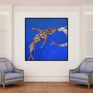 In-situ view of Dhananjay Takalikar's 'Gossipping 2 (Deep Sea Dance)' painting in a room