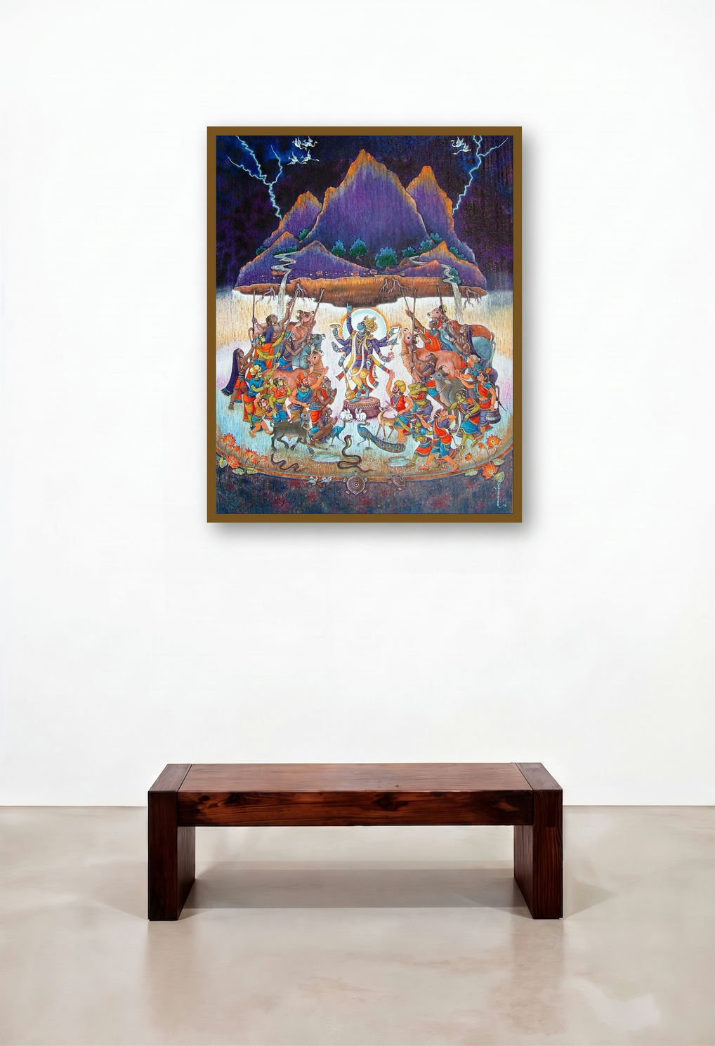 Goverdhan Giridhari (Govardhan Puja) by artist Anand Sonar displayed in a Classic Lounge
