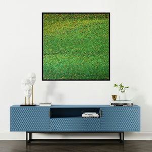 'Green Abstract (Emerald Dream)' painting by Vinit Kumar shown on a wall in a furnished room.