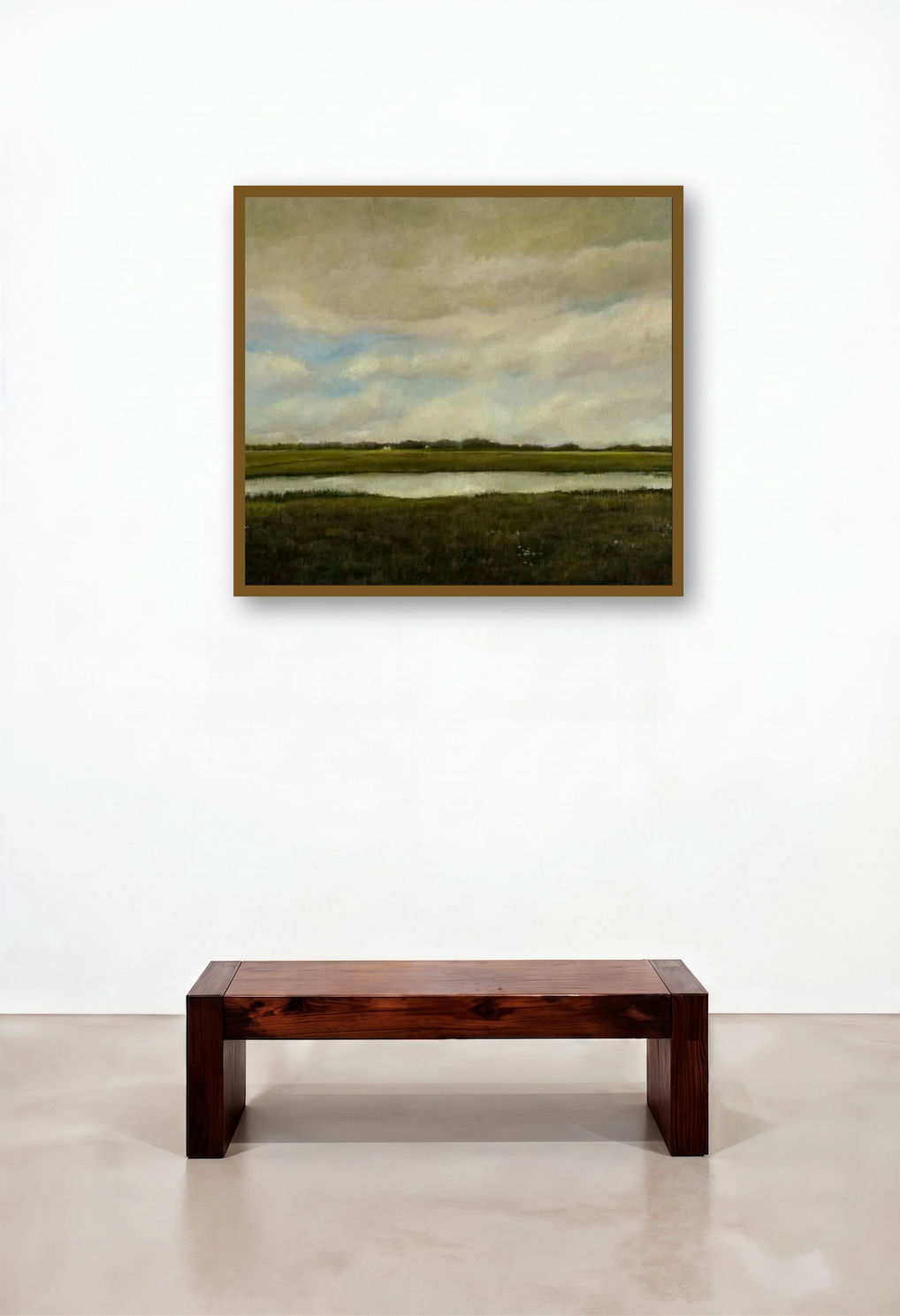 Green Field (Tranquil Reflections) by artist Biju Thomas displayed in a Classic Reception Area