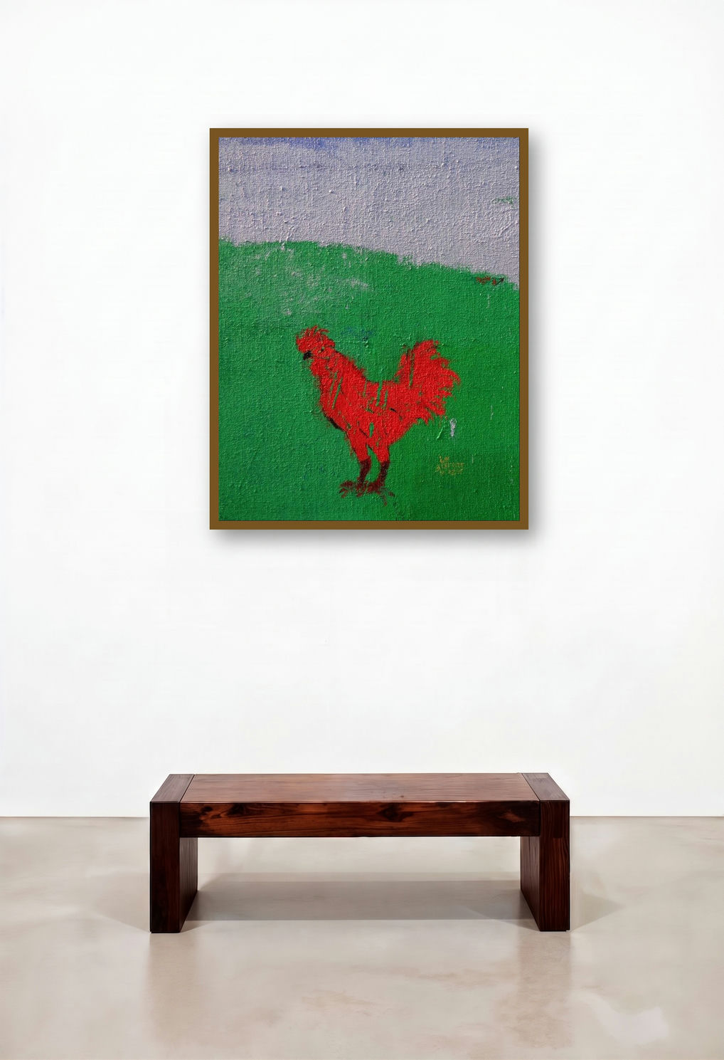 Green Field Blue Sky And A Cock (Crimson Herald)
