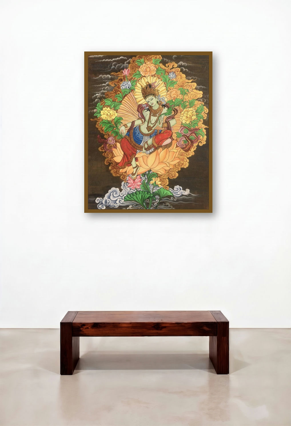 Greentara (Green Tara) by artist Aditi Agarwal displayed in a Industrial Executive Office