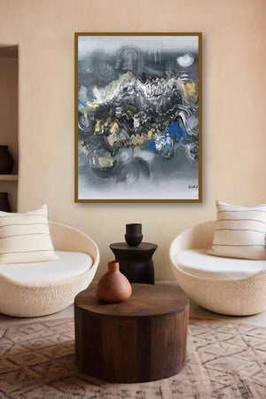 Grey Abstract Ii (Ethereal Cascade) by artist Deepak Guddadakeri displayed in a Contemporary gallery