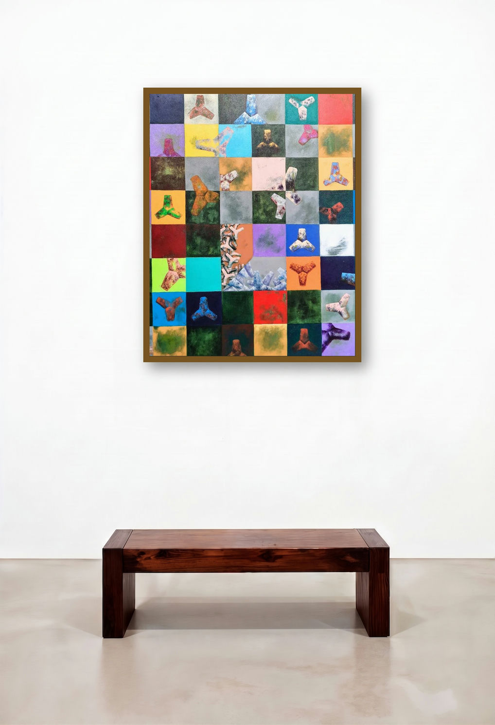 Grid 1 (Tetrapod Grid) by artist Saurab Bhardwaj displayed in a Mid-Century Modern Penthouse