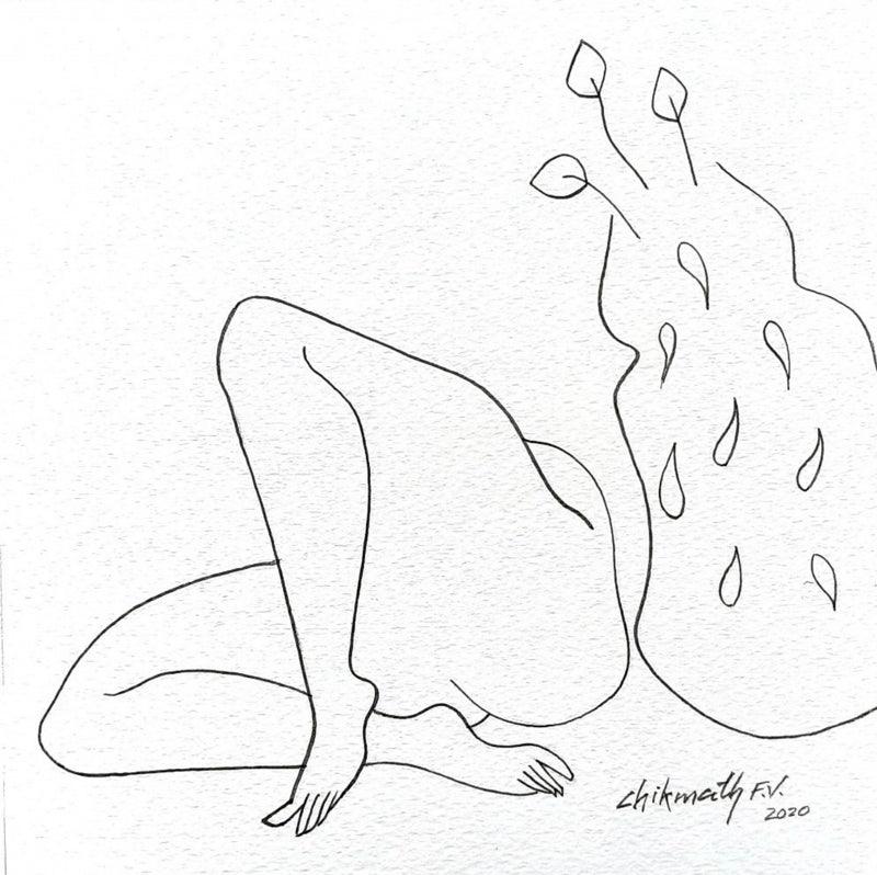 Erotic acrylic painting titled 'Growth 2', 6x6 inches, by artist Chikmath FV on Paper