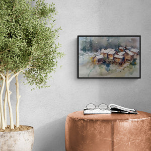 In-situ view of Asit Singh's 'Gurez Valley Kashmir' painting in a room