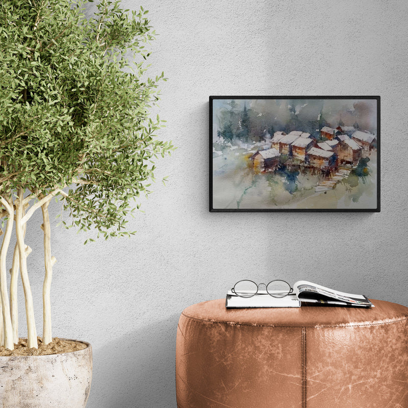 In-situ view of Asit Singh's 'Gurez Valley Kashmir' painting in a room