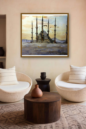 Hagia Sophia Instanbul Turkey (Sultan Ahmed Mosque at Dawn) by artist Arunava Ray displayed in a Indian Art gallery