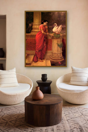 Hamsadamayanthi (A Womans Devotion) by artist Raja Ravi Varma displayed in a Contemporary gallery