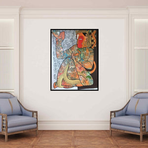 In-situ view of Ramesh Gorjala's 'Hanuman (Hanuman Strength and Devotion)' painting in a room