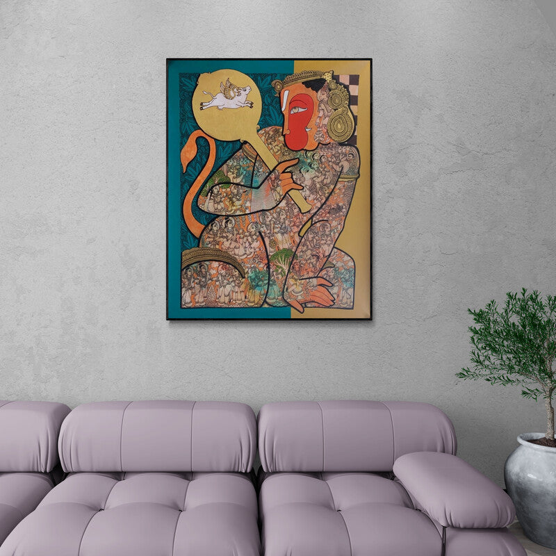 In-situ view of Ramesh Gorjala's 'Hanuman 6 (Hanuman 6)' painting in a room