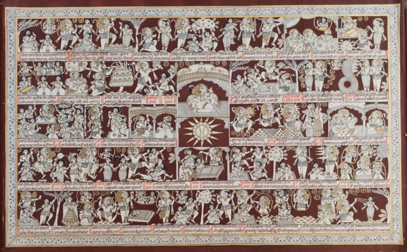Hanuman Chalisa 3' religious phad traditional Art by artist Abhishek Joshi, 30x48 inch, on handmade cotton canv