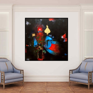 In-situ view of Amol Pawar's 'Hanuman Ji (The Fierce Protector)' painting in a room