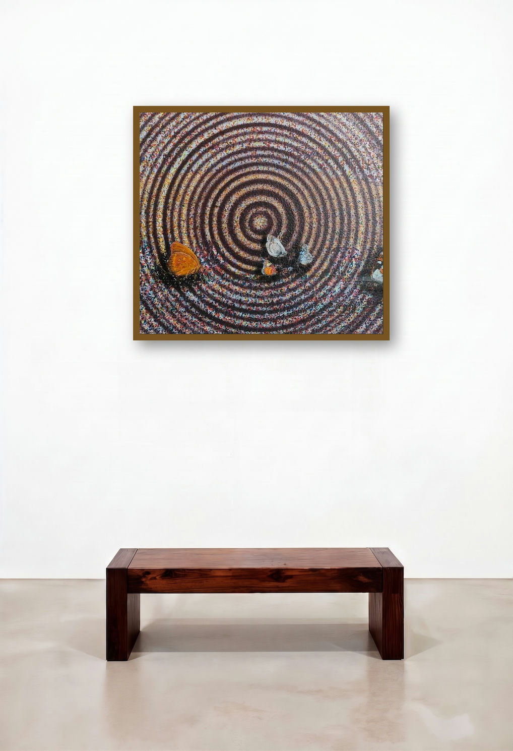 Happy Vibration 3 (Harmonious Convergence) by artist Ghanshyam Gupta displayed in a Boutique Hotel Style Hallway