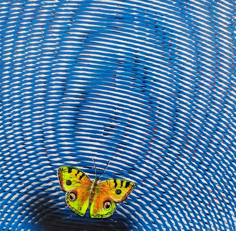 'Happy Vibration 44' animals acrylic painting by artist Ghanshyam Gupta, 8x8 inch, on canvas