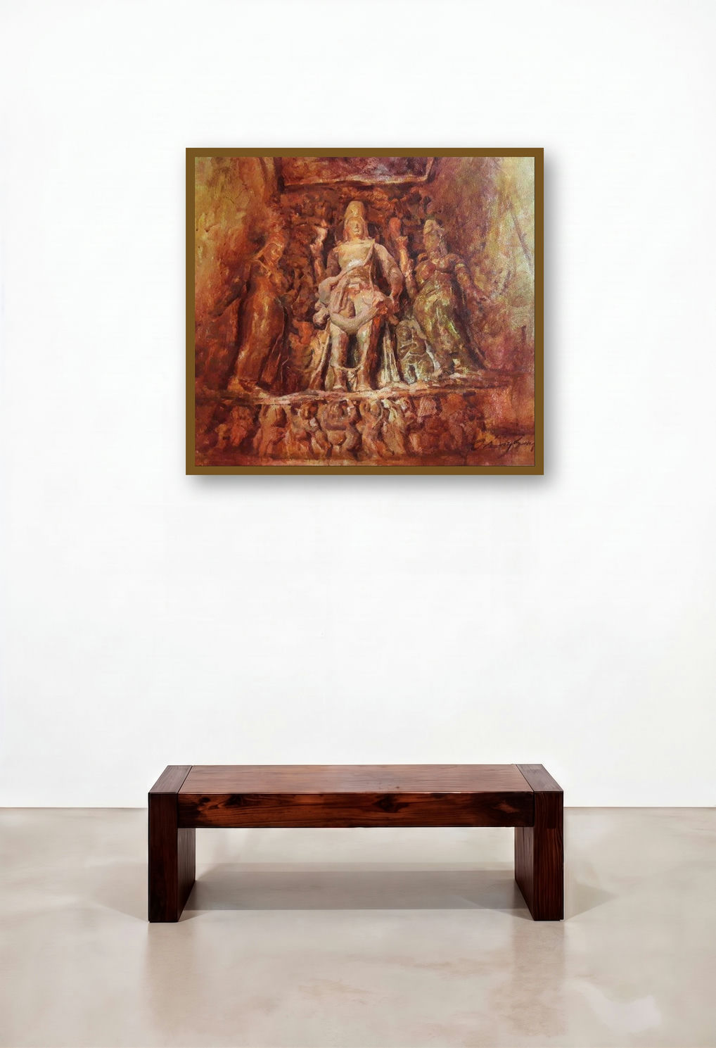 Harihara (Ancient Deity) by artist Ajay Sangve displayed in a Designer Lounge