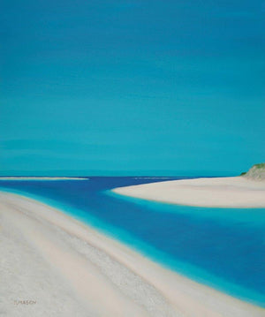 Hayle Esturary (Estuarys Embrace) by SIMON MASON, Print Oil Seascape Painting on Canvas, X-Small Vertical Wall Art