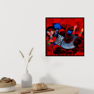 In-situ view of Sharmi Dey's 'Hazel' painting in a room