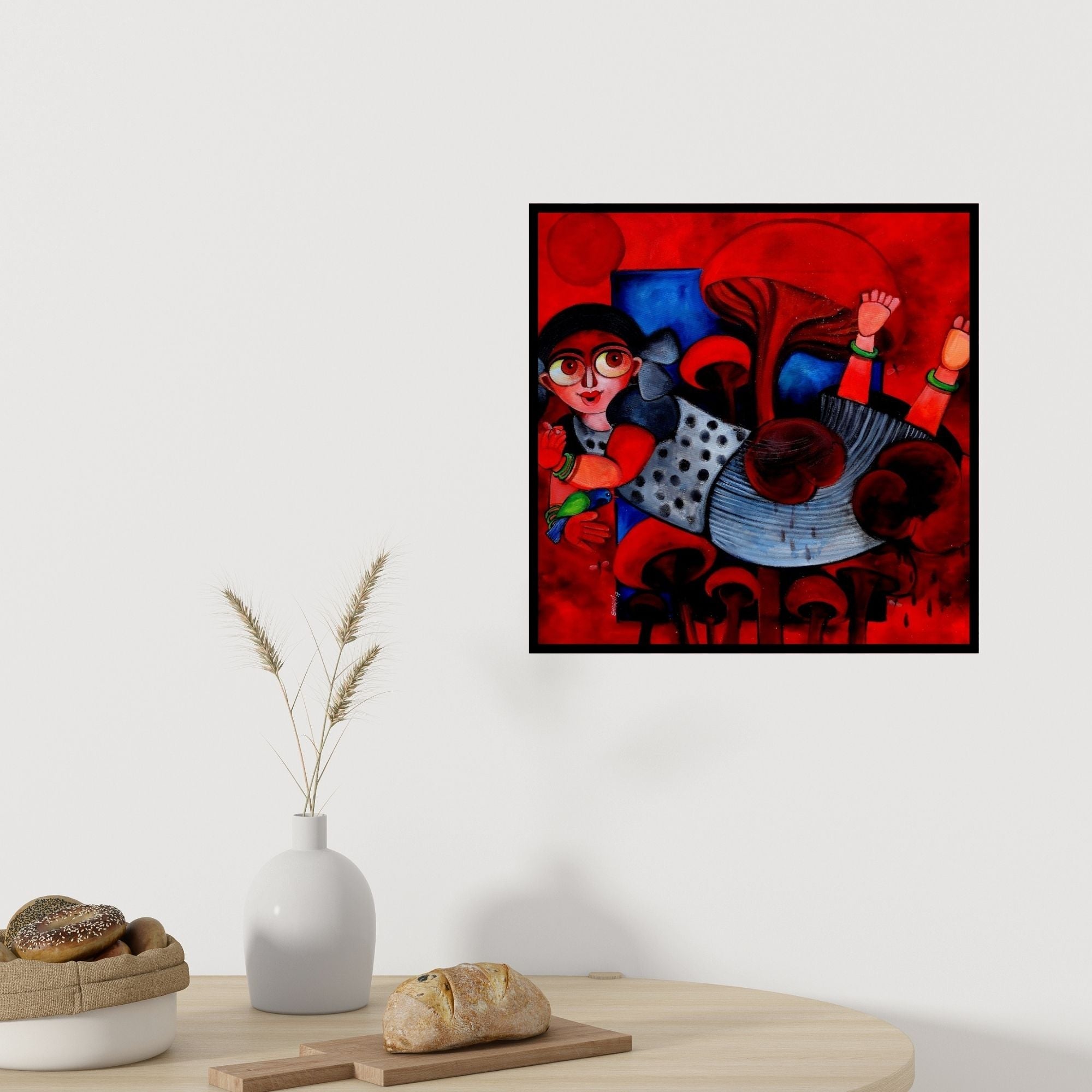 In-situ view of Sharmi Dey's 'Hazel' painting in a room