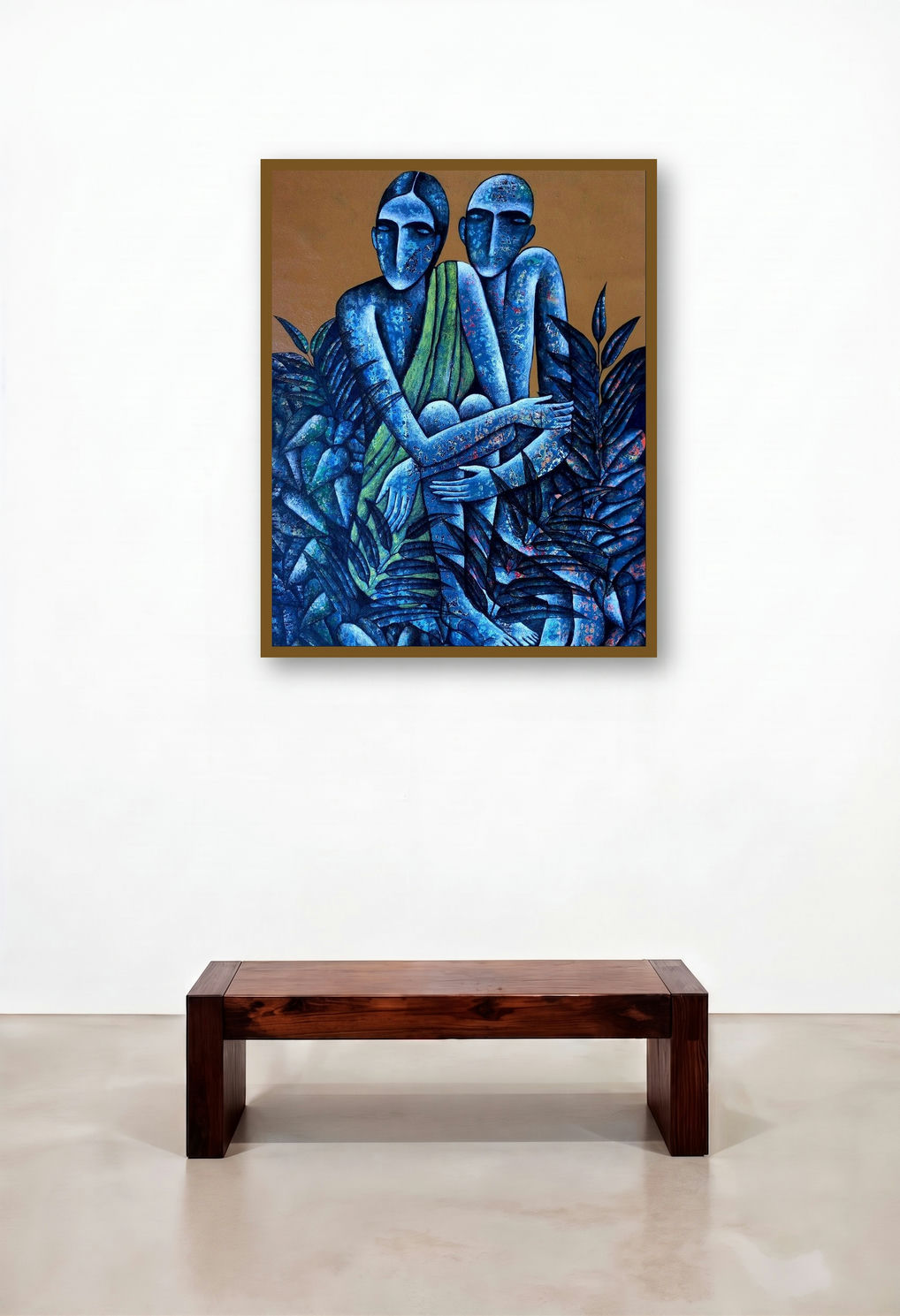 He And She (Bound by artist Nature) by artist Ranjith Raghupathy displayed in a Transitional Family Room