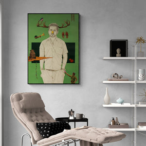 In-situ view of Ankur Singla's 'He Fooled Me' painting in a room