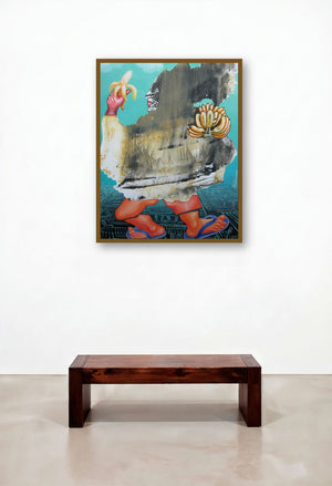 Healthy Walk (The Banana Conveyor) by artist Mithun Dasgupta displayed in a Coastal Hotel Lobby