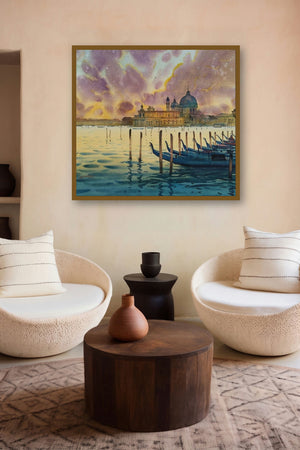 Heaven On Earth Venice (Twilight on the Grand Canal) by artist Abhijit Jadhav displayed in a Luxury gallery