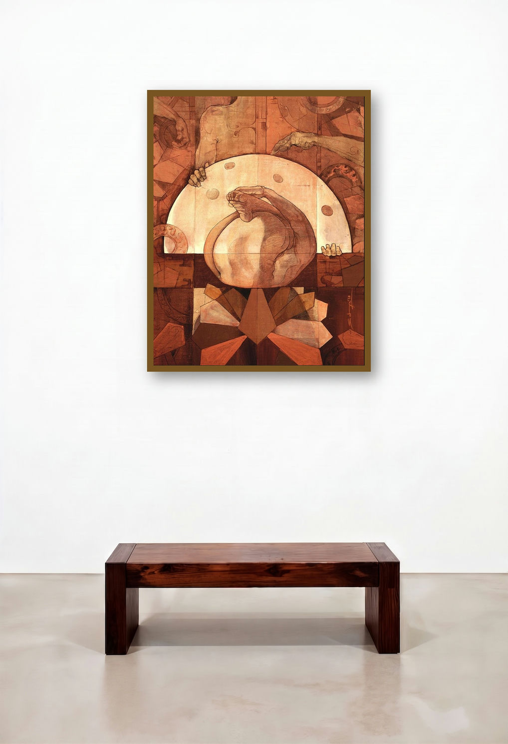 Heet Mundo Urdho Paad (The Cosmic Embrace) by artist Satyabrata Adhikary displayed in a Luxury Study
