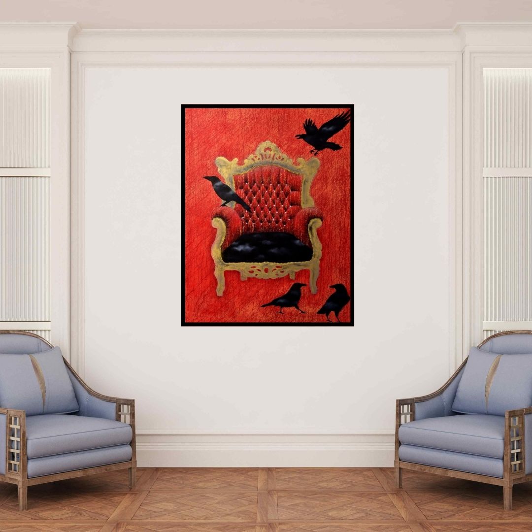 In-situ view of T Raju Gopalarao's 'Hegemony' painting in a room