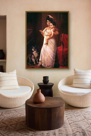 Here Comes Papa (Anticipation of the Patriarchs Return) by artist Raja Ravi Varma displayed in a Curated gallery