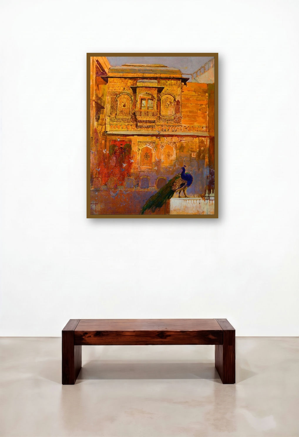Heritage 1 (Morning in Jaipur) by artist Sayajirao Nangare displayed in a Boutique Hotel Style Home Office