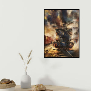 Sadikul Islam's 'Heritage 4 (A Journey Through Time)' painting visualized above a sofa in a contemporary room.