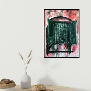 Vivek Kumavat's 'Nandi (A Glimpse of Time**)' painting visualized above a sofa in a contemporary room.