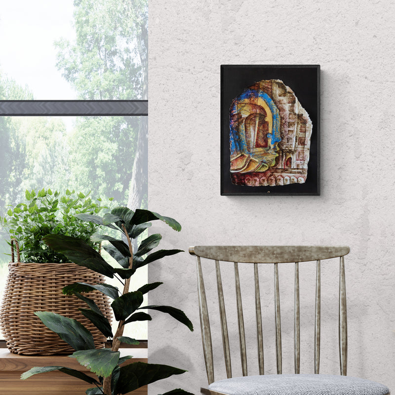 In-situ view of Rajesh Yadav's 'Heritage Love 2 (Urban Fragments)' painting in a room