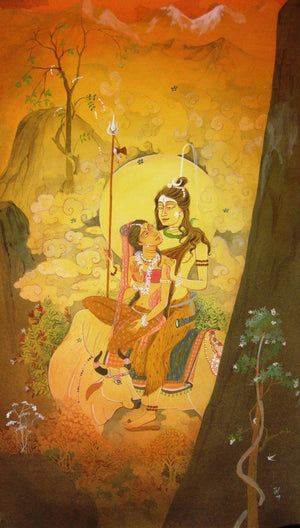 Hevanely Love (Cosmic Union) by Rina Roy, Original Watercolor Figurative Painting on Paper, Small Vertical Wall Art