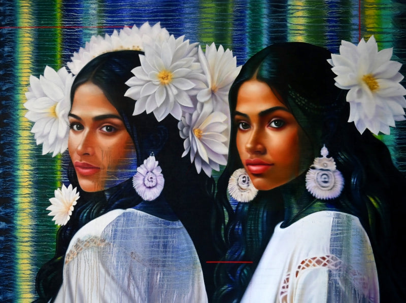 'Hidden Beauty 2' figurative oil painting by artist Abid Shaikh, 36x48 inch, on canvas