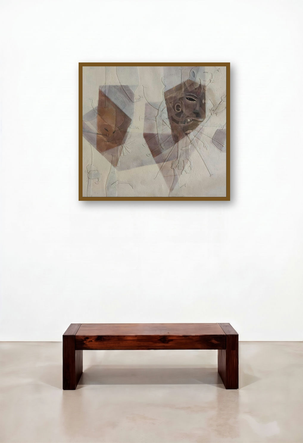 Hide And Seek 2 (Interconnected Forms**) by artist Pratik Risbud displayed in a Minimalist Bedroom