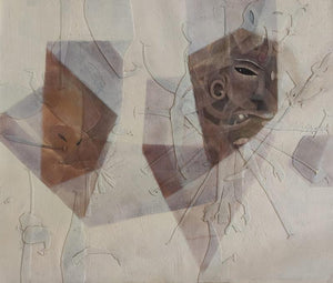 Figurative mixed media painting titled 'Hide And Seek 2', 30x36 inches, by artist Pratik Risbud on Canvas