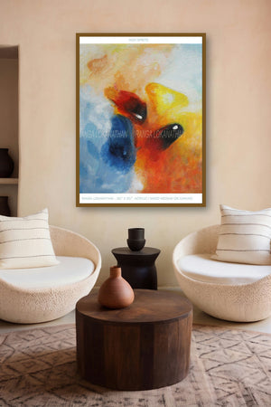 High Sprits (High Spirits) by artist Ranga Naidu displayed in a Museum Style gallery