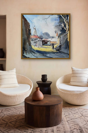 Hingna Village (Sacred Vista) by artist Ghanshyam Dongarwar displayed in a Luxury gallery