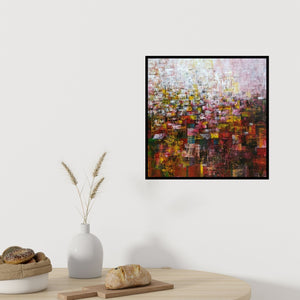 In-situ view of M Singh's 'Holi In Village' painting in a room