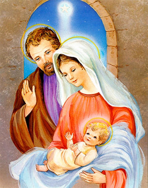 Holy Family 2 by Ns Art, Print Acrylic Religious Painting on Canvas, X-Small Vertical Wall Art