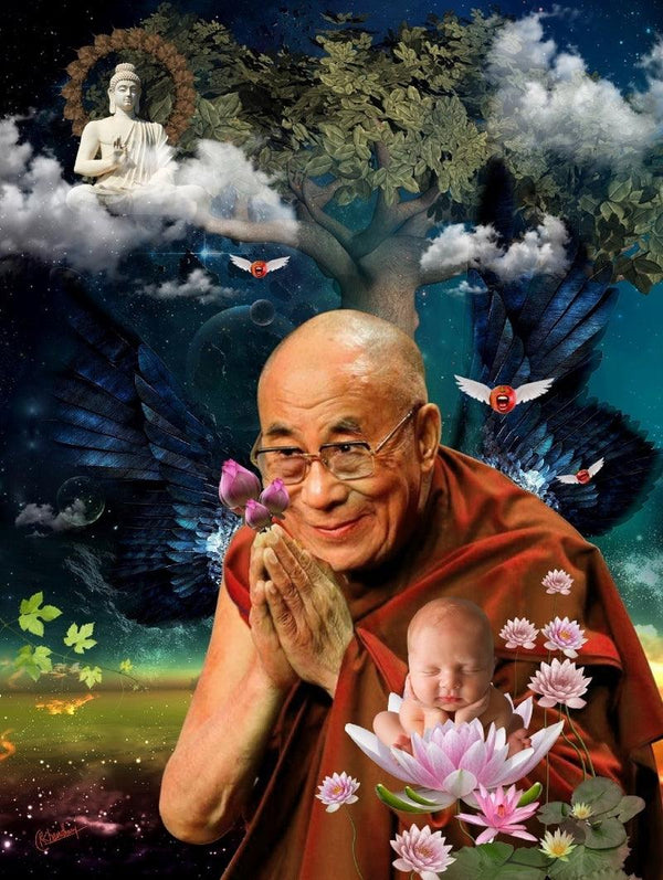 Holy Soul Dalai Lama Painting by Rakesh Chaudhary | ArtZolo.com