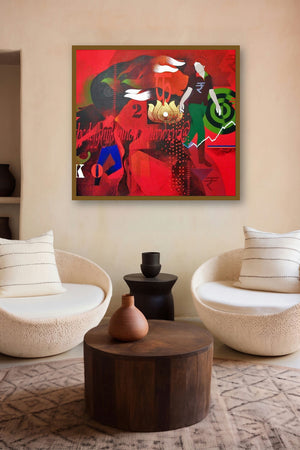 Homage (The Market of Life) by artist Ranjit Singh displayed in a Modern gallery